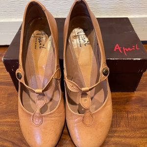 Tan Leather Mary Jane Loafers
